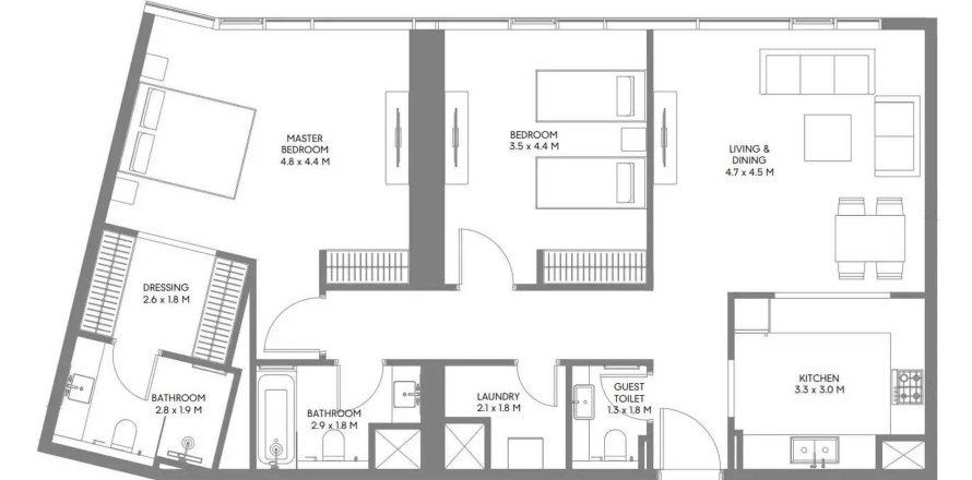 Пәтер The Gate 6, Muwaileh Commercial, Шарджа, БАӘ-да 2 жатын бөлмелер, 113.81 м² № 713795