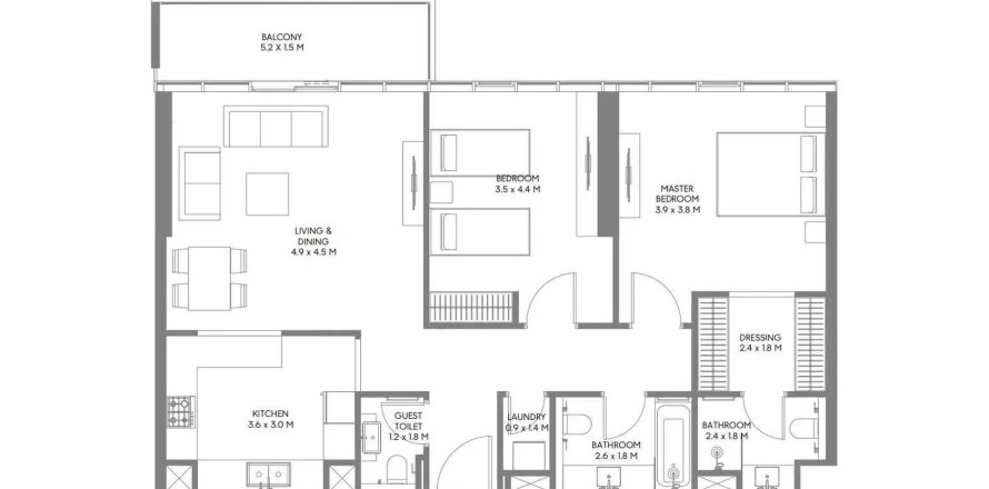 Пәтер The Gate 6, Muwaileh Commercial, Шарджа, БАӘ-да 1 жатын бөлме, 108.6 м² № 713793