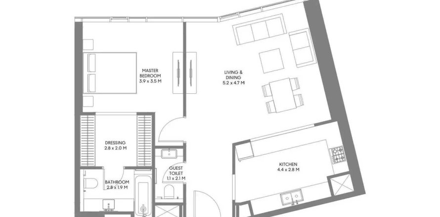 Пәтер The Gate 6, Muwaileh Commercial, Шарджа, БАӘ-да 1 жатын бөлме, 79.06 м² № 713791