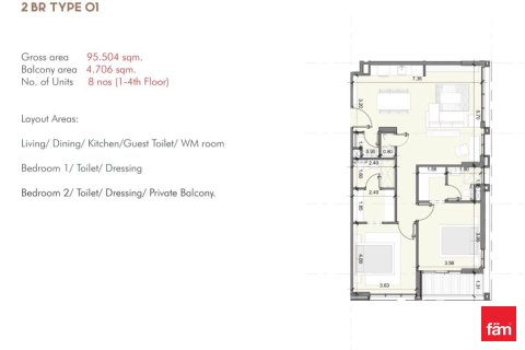 Apartman u gradu Mohammed Bin Rashid City, Dubai, UAE 2 spavaće sobe, 114.5 m2 Br. 711603 - Slika 12