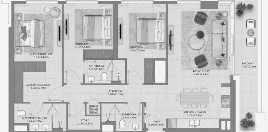Apartment in Terra Gardens in Dubai, UAE 3 bedrooms, 155 sq.m. № 647293