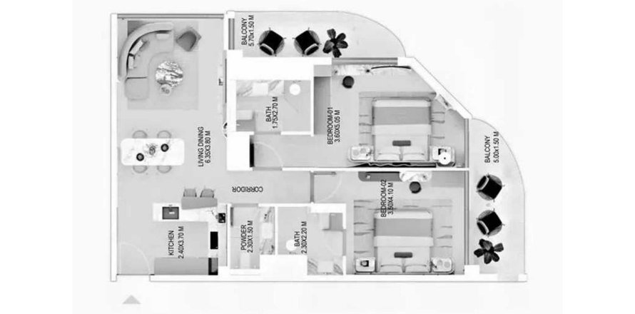 Korter asukohaga Rabdan Gardens asukohaga Al Satwa, Dubai, AÜE: 2 magamistoaga, 109.63 m² Nr 714358