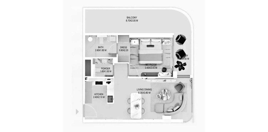Apartament në Rabdan Gardens në Al Satwa, Dubai, Emiratet e Bashkuara Arabe 1 dhomë gjumi, 78.97 m2. № 714281