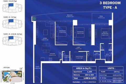 Apartmen di FASHIONZ RESIDENCES di Jumeirah Village Triangle, Dubai, UAE 3 bilik tidur, 137 meter persegi № 728634 - foto 7