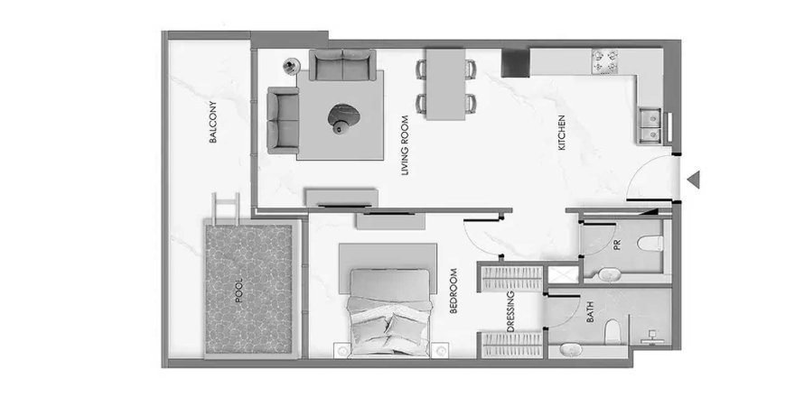 Apartmán v Samana Ocean Crest v Dubai, SAE 1 spálňa, 84.45 m2 č. 712166