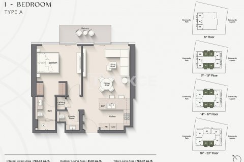 Wohnung zum Verkauf in Meydan, Dubai, VAE 2 Schlafzimmer, 120 m2 Nr. 634060 - Foto 15