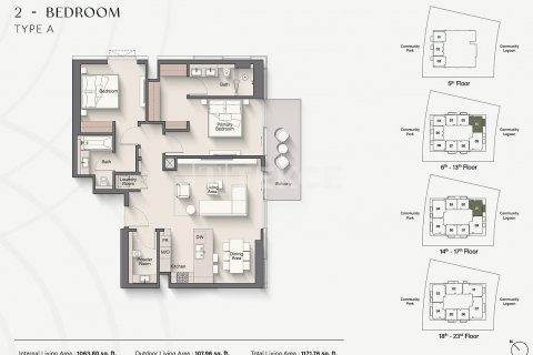 Wohnung zum Verkauf in Meydan, Dubai, VAE 2 Schlafzimmer, 120 m2 Nr. 634060 - Foto 17