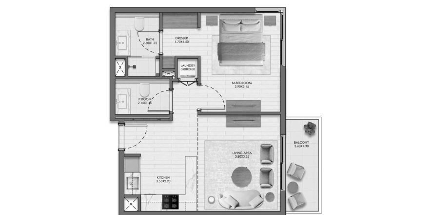 Apartment sa Evelyn sa Town Square, Dubai, UAE 1 silid-tulugan, 57 sq.m. № 686600