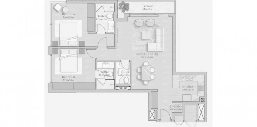 Apartment in Emerge Residences in Nadd Al Sheba, Dubai, UAE 2 bedrooms, 99.59 sq.m. № 637876