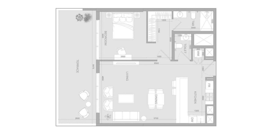 Apartmán v S1LV1ANA Park v Jumeirah Village Triangle, Dubai, SAE 1 spálňa, 98.05 m2 č. 709019