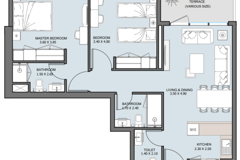 Penthouse para venda em Al Reem Island, Abu Dhabi, EAU 2 quartos, 85 m2 № 729632 - foto 10