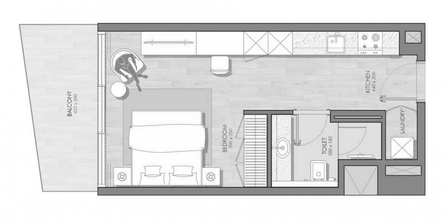 Byt v Avant Garde Residences 2 v Jumeirah Village Circle, Dubai, SAE 1 pokoj, 40.13 m² Č.: 633961