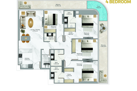 Byt v Bayz 102 v Business Bay, Dubai, SAE 1 pokoj, 34 m² Č.: 704866 - fotografie 22