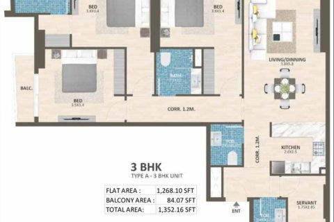 Lägenhet till försäljning i Dubai, UAE 3 sovrum, 125.6 kvm Nr. 723271 - fotografi 10