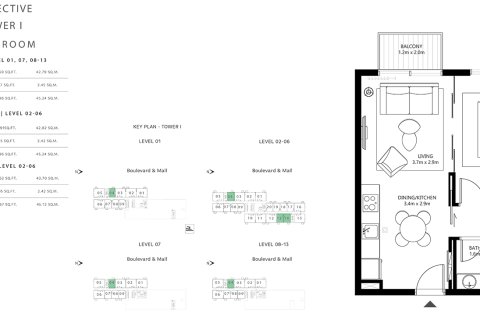 Wohnung zum Verkauf in Dubai Hills Estate, Dubai, VAE 1 Schlafzimmer, 45 m2 Nr. 728558 - Foto 4