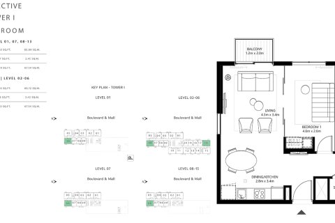 Wohnung zum Verkauf in Dubai Hills Estate, Dubai, VAE 1 Schlafzimmer, 45 m2 Nr. 728558 - Foto 5