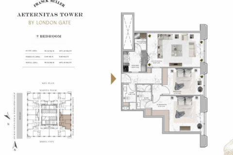 Lägenhet till försäljning i Dubai Marina, Dubai, UAE 2 sovrum, 100 kvm Nr. 696404 - fotografi 21