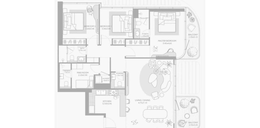 Apartment sa Isla Private Residences sa Dubai, UAE 3 silid-tulugan, 142 sq.m. № 698588