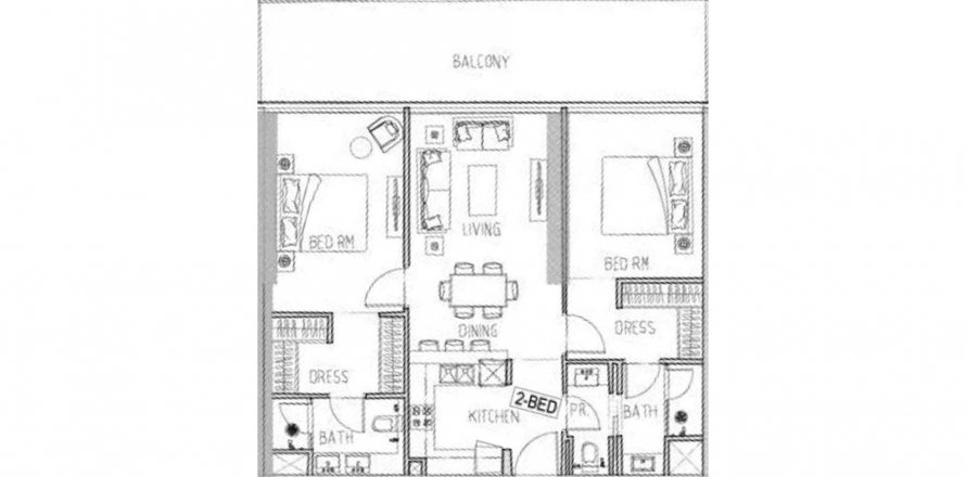 Byt v DAMAC BAY 2 v Dubai Harbour, SAE 2 ložnice, 111.1 m² Č.: 406778