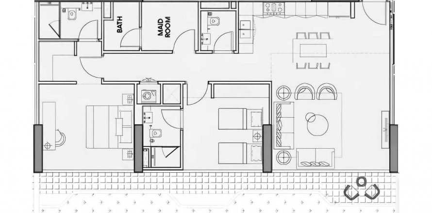 Пәтер қабат жоспары «2BR», 2 жатын бөлмелер Sunset Bay 5