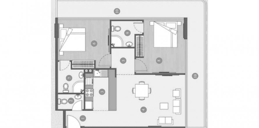 Apartament në Elevia Residences në International City, Dubai, Emiratet e Bashkuara Arabe 2 dhoma gjumi, 112.04 m2. № 639279