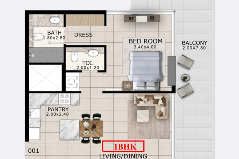 Купити квартиру в Dubai Land, Дубай, ОАЕ 1 кімната, 39м2, № 732448 - фото 4
