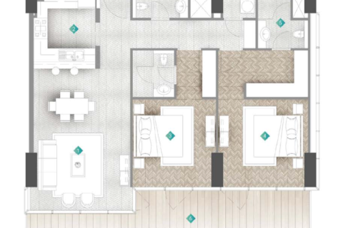 Apartman u Al Marjan Island, Ras Al Khaimah, UAE 1 soba, 47 m2 Br. 690161 - fotografija 8