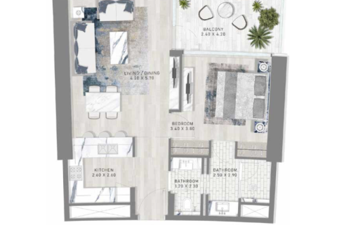 Byt v Maritime City, Dubai, SAE 1 ložnice, 75 m² Č.: 690166 - fotografie 7