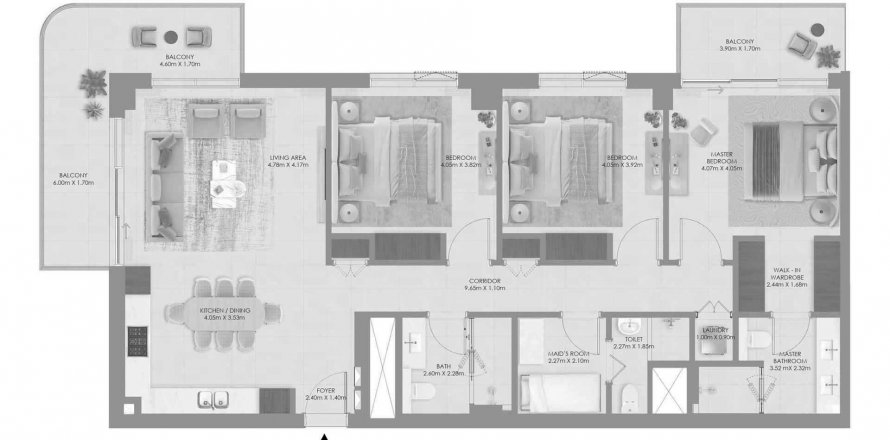 Wohnung in Mina Rashid, Dubai, VAE: 3 Schlafzimmer, 158 m2 Nr. 645143