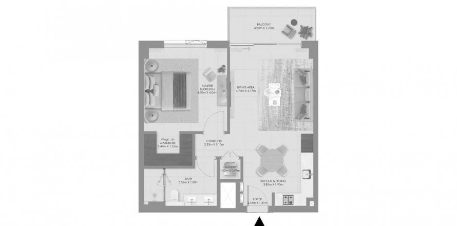 Dzīvoklis Aurea Mina Rashid, Dubaijā, AAE 1 istaba, 74 m2 Nr. 645141