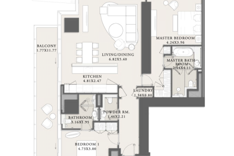 Dubai, संयुक्त अरब अमीरात में अपार्टमेंट, 1 बेडरूम, 108 वर्ग मीटर, संख्या 689758 - फ़ोटो 10