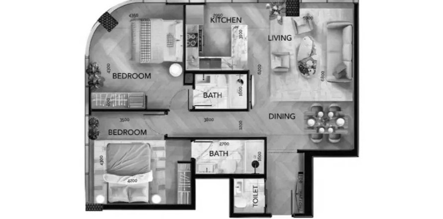 Apartman u Radiant Bridges Towers u gradu Al Reem Island, Abu Dhabi, UAE 2 spavaće sobe, 188.04 m2 Br. 714862