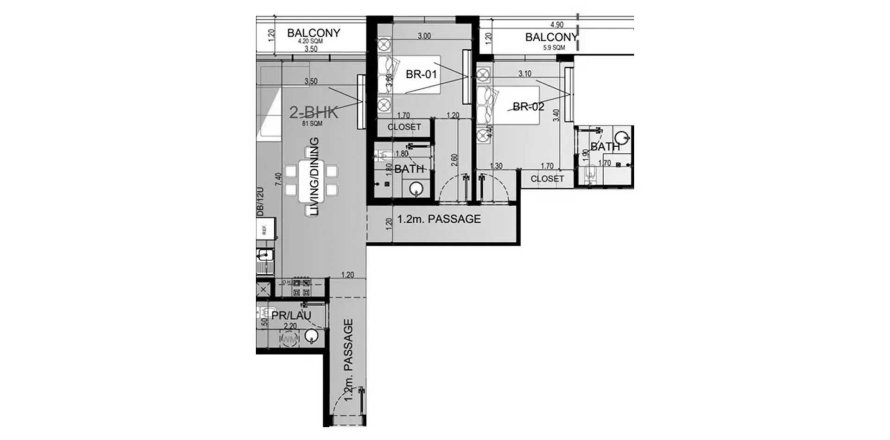 Apartament în Dubai South (Dubai World Central), Dubai, EAU 2 dormitoare, 94.58 mp. №699060