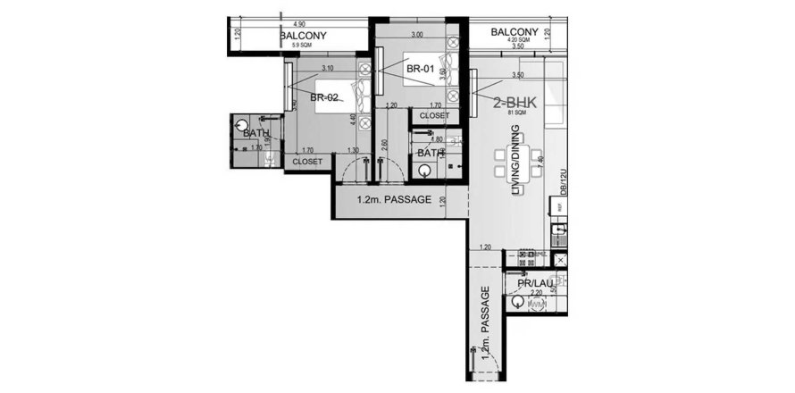 Apartament în Dubai South (Dubai World Central), Dubai, EAU 2 dormitoare, 94.58 mp. №699066