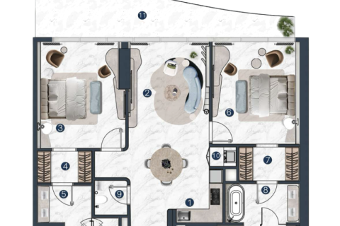 Apartman u Al Marjan Island, Ras Al Khaimah, UAE 1 spavaća soba, 68 m2 Br. 690098 - fotografija 6