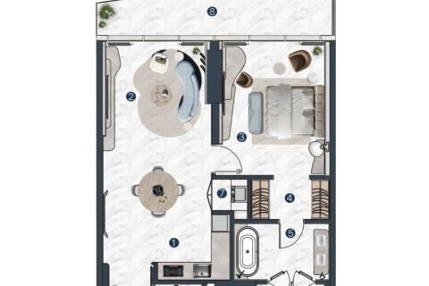 Apartman u Al Marjan Island, Ras Al Khaimah, UAE 1 spavaća soba, 68 m2 Br. 690098 - fotografija 5