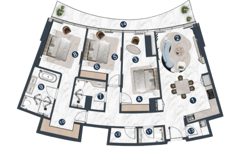 Apartman u Al Marjan Island, Ras Al Khaimah, UAE 1 spavaća soba, 68 m2 Br. 690098 - fotografija 7