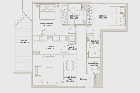 Apartmán v Downtown Jebel Ali, Dubai, SAE 1 izba, 38 m2 č. 690102 - Fotografia 8