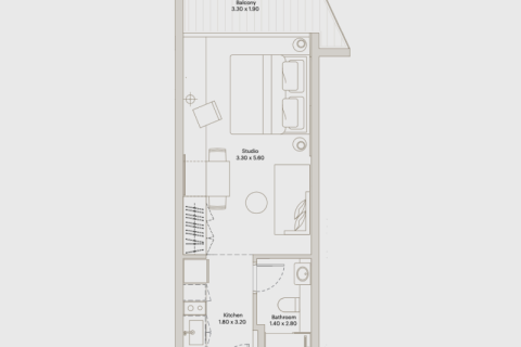 Apartmán v Downtown Jebel Ali, Dubai, SAE 1 izba, 38 m2 č. 690102 - Fotografia 6