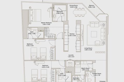 Apartmán v Downtown Jebel Ali, Dubai, SAE 1 izba, 38 m2 č. 690102 - Fotografia 9