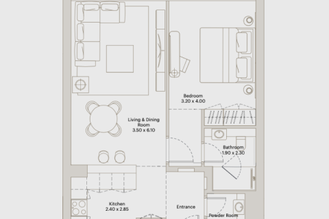 Apartmán v Downtown Jebel Ali, Dubai, SAE 1 izba, 38 m2 č. 690102 - Fotografia 7