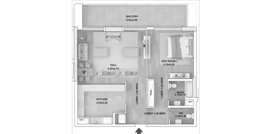 Dzīvoklis RR Grand Dubai South (Dubai World Central)jā, AAE 1 istaba, 111 m2 Nr. 699244