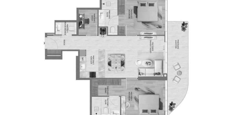 Wohnung in Dubai, VAE: 2 Schlafzimmer, 113.81 m2 Nr. 709408