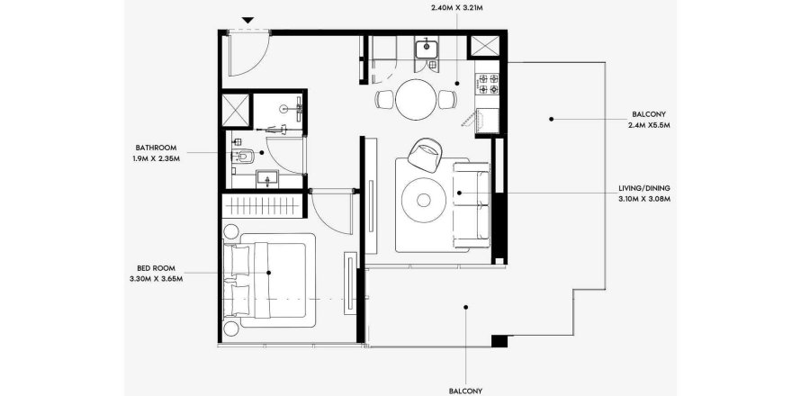 Byt v CREEK VIEWS 4 v Al Jaddaf, Dubai, SAE 1 ložnice, 69 m² Č.: 699183