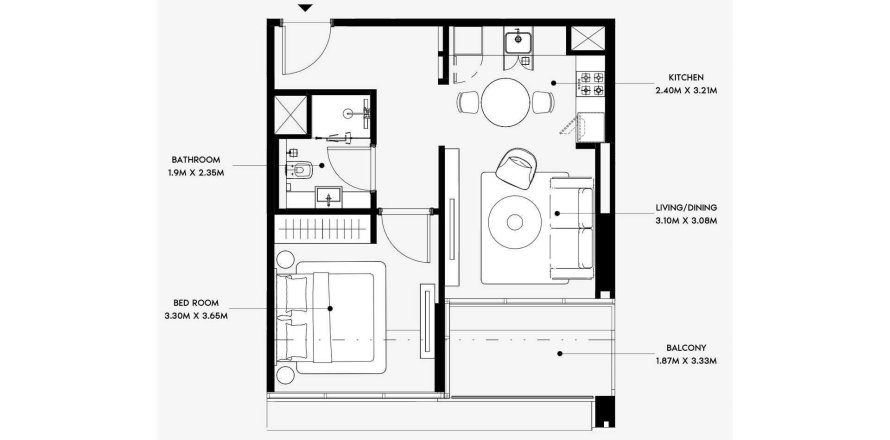 Byt v CREEK VIEWS 4 v Al Jaddaf, Dubai, SAE 1 ložnice, 53 m² Č.: 699181
