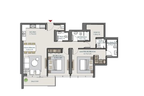 Al Kifaf, Dubai, UAE의 판매용 아파트 침실 2개, 117.5제곱미터 번호 695125 - 사진 10