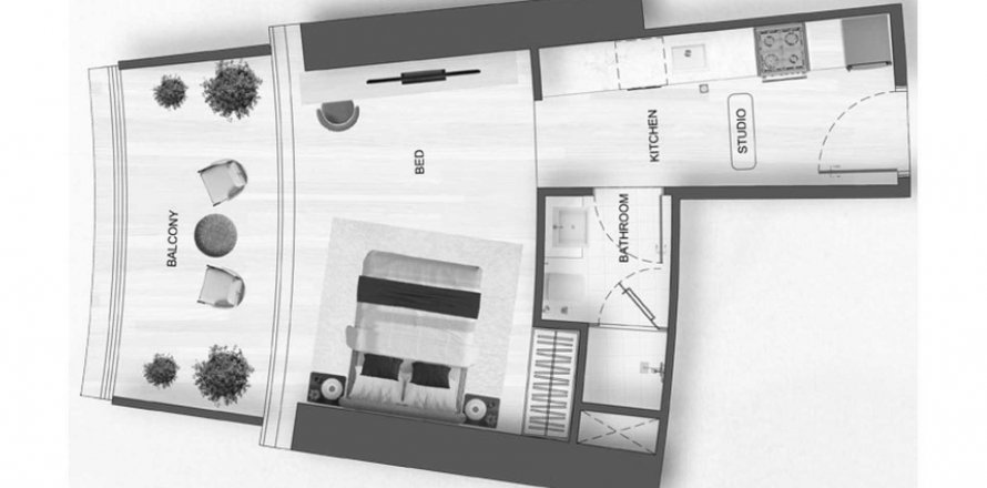 Apartment in Binghatti Flare in Jumeirah Village Triangle, Dubai, UAE 40.25 sq.m. № 629585