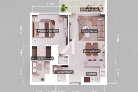 Huoneisto Dubai Land, Arabiemiraatit 1 makuuhuone, 74.5 m2 № 652693 - kuva 15