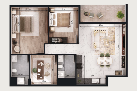 Apartament në Dubai South (Dubai World Central), Emiratet e Bashkuara Arabe 1 dhomë gjumi № 732619 - Foto 4