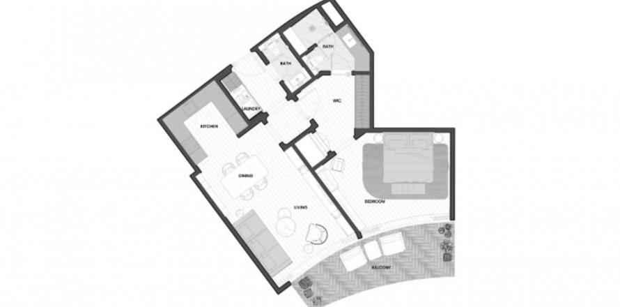 Apartman u Oystra u Al Marjan Island, Ras Al Khaimah, UAE 76.54 m2, 1 spavaća soba Br. 613074